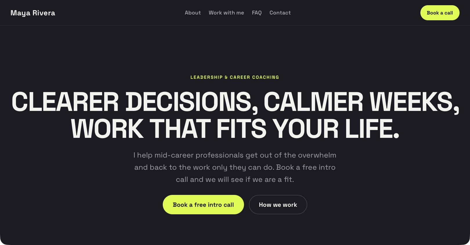 Coach website in the Bold & modern theme